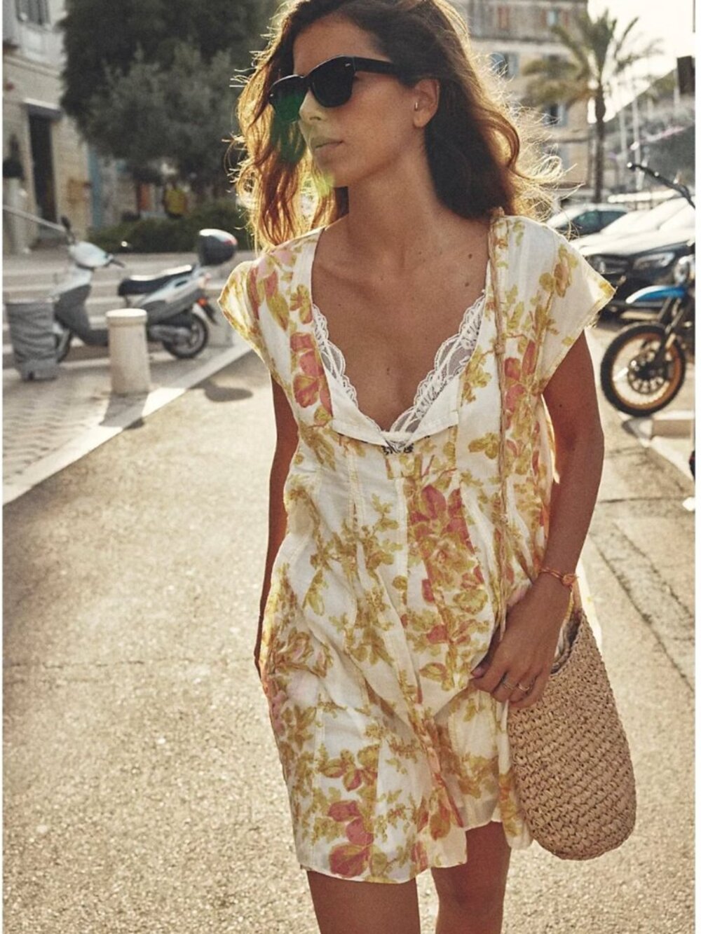Free People Sully Dress XL Women's Floral Printed Flared Cotton Mini 46593